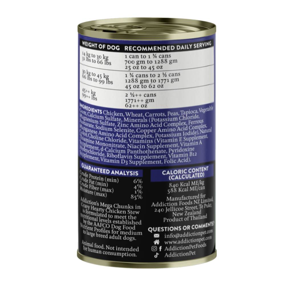 Addiction Mega Hearty Chicken Stew Chunks in Gravy Canned Dog Food 700g