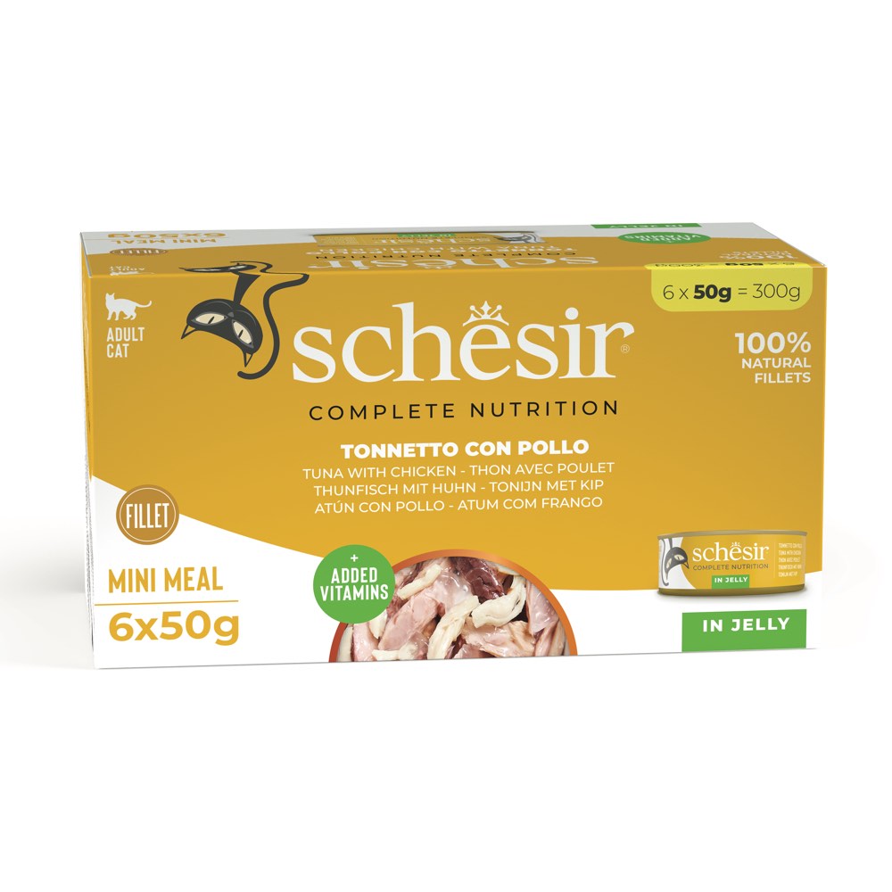 19% OFF: Schesir Tuna with Chicken Fillets in Natural Jelly Adult Canned Cat Food Multipack 50g x 6