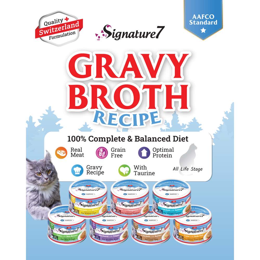 18% OFF: Signature7 Swiss Gravy Tuna with Sole Fish & Cranberry (Sun) Canned Cat Food 70g