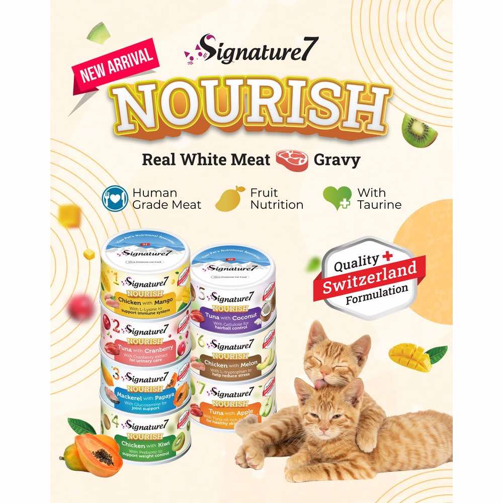 18% OFF: Signature7 Nourish Fruits Mackerel with Papaya & Glucosamine Canned Cat Food 80g