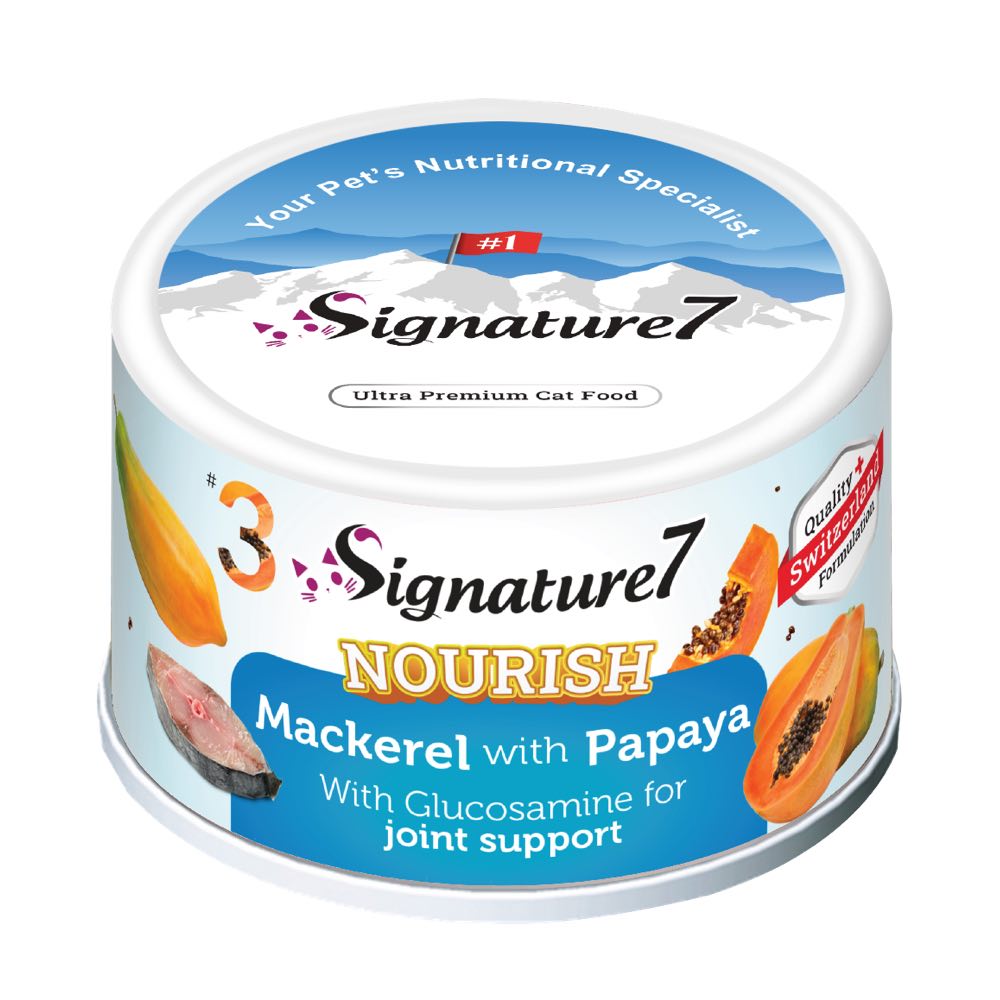 18% OFF: Signature7 Nourish Fruits Mackerel with Papaya & Glucosamine Canned Cat Food 80g