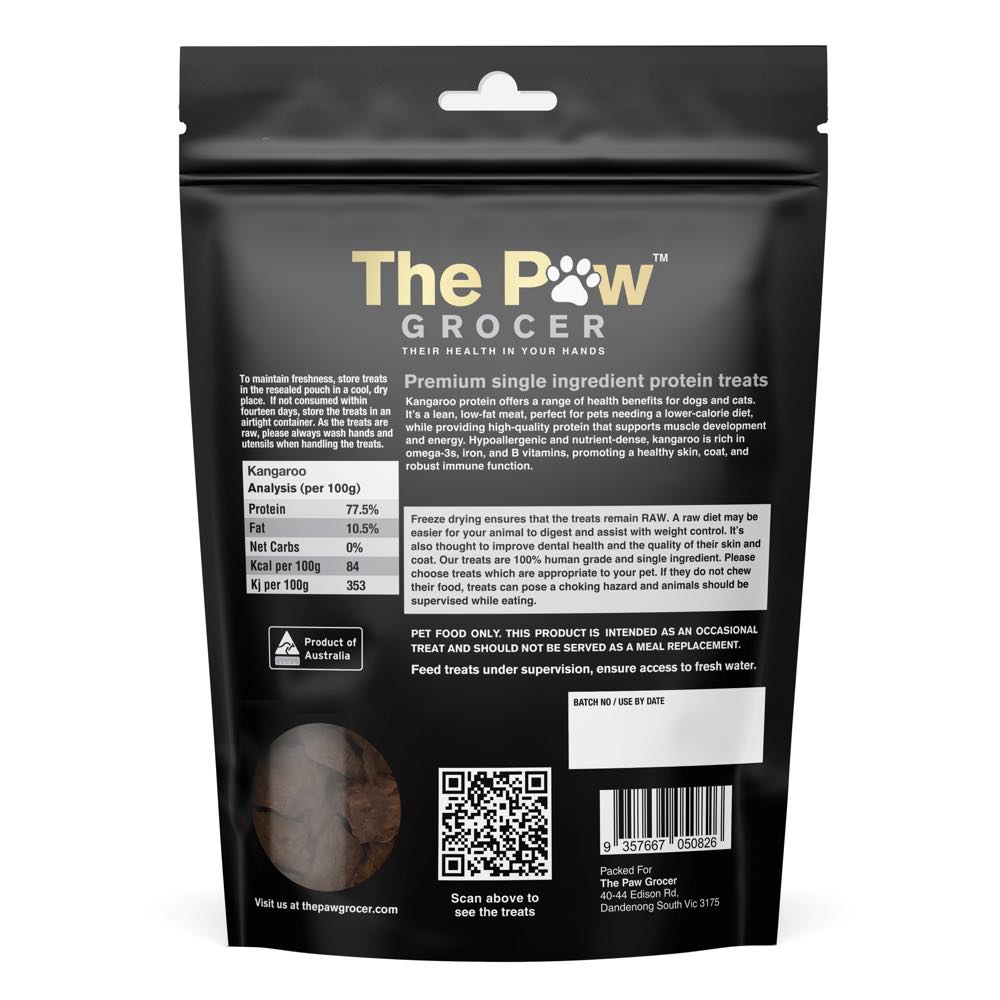 25% OFF: The Paw Grocer Kangaroo Freeze-Dried Treats For Cats & Dogs 72g