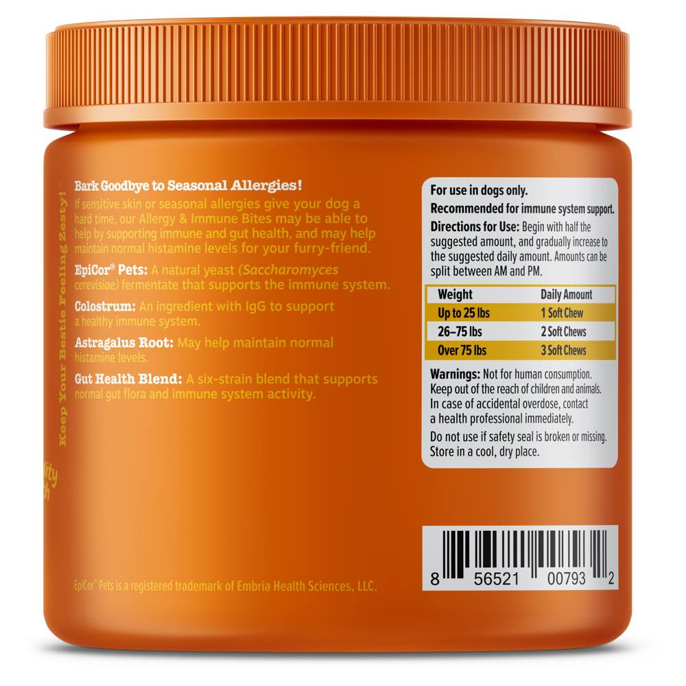 TRIAL SPECIAL $3 OFF (1 per order): Zesty Paws Aller-Immune Bites Peanut Butter Dog Supplement Trial Pack 10 chews