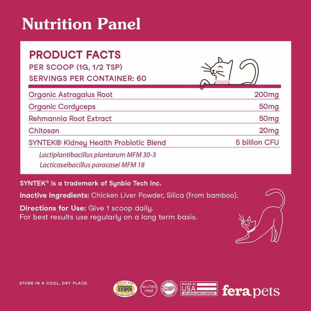 Fera Pets Kidney Support Supplement Powder For CATS 60g
