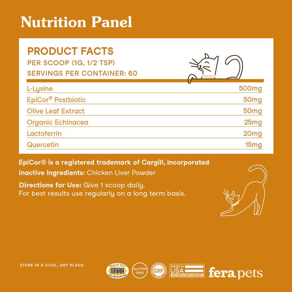 Fera Pets Lysine Immune Support Supplement Powder For Cats 60g