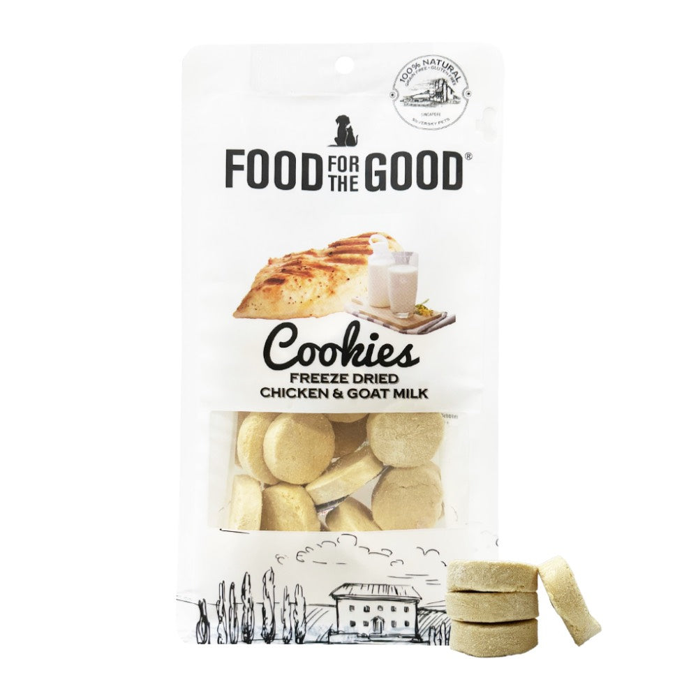 FREE SAMPLE (1 per order): Food For The Good Chicken & Goat Milk Cookies Freeze Dried Treats For Cats & Dogs 70g