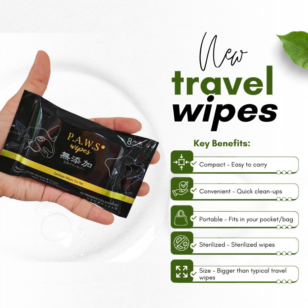 8 FOR $15: For Furry Friends P.A.W.S Sanitizer Travel Wipes For Cats & Dogs 8pc