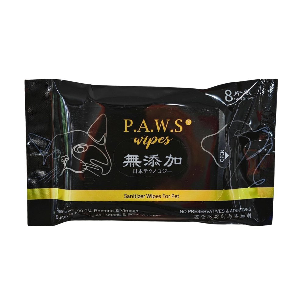 8 FOR $15: For Furry Friends P.A.W.S Sanitizer Travel Wipes For Cats & Dogs 8pc