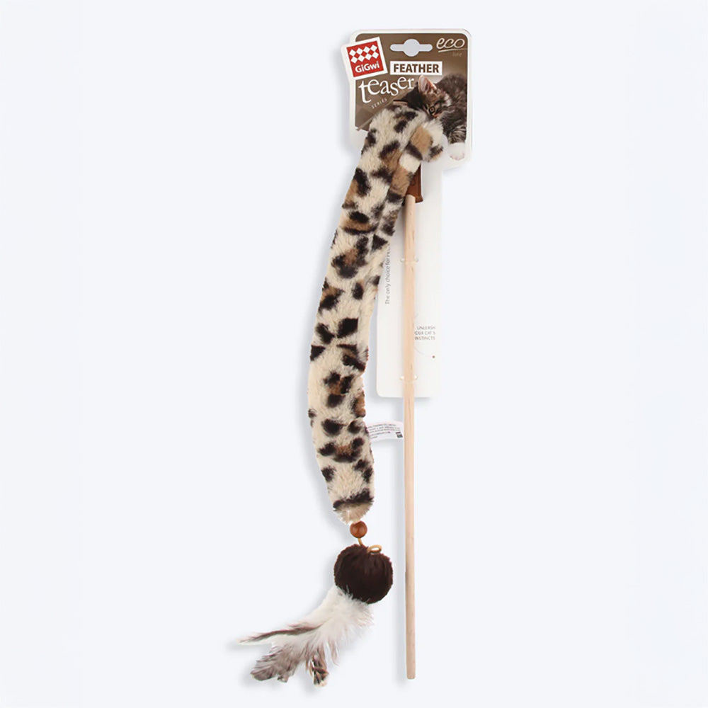GiGwi Eco Silvervine With Crinkle Feather Teaser Cat Wand Toy