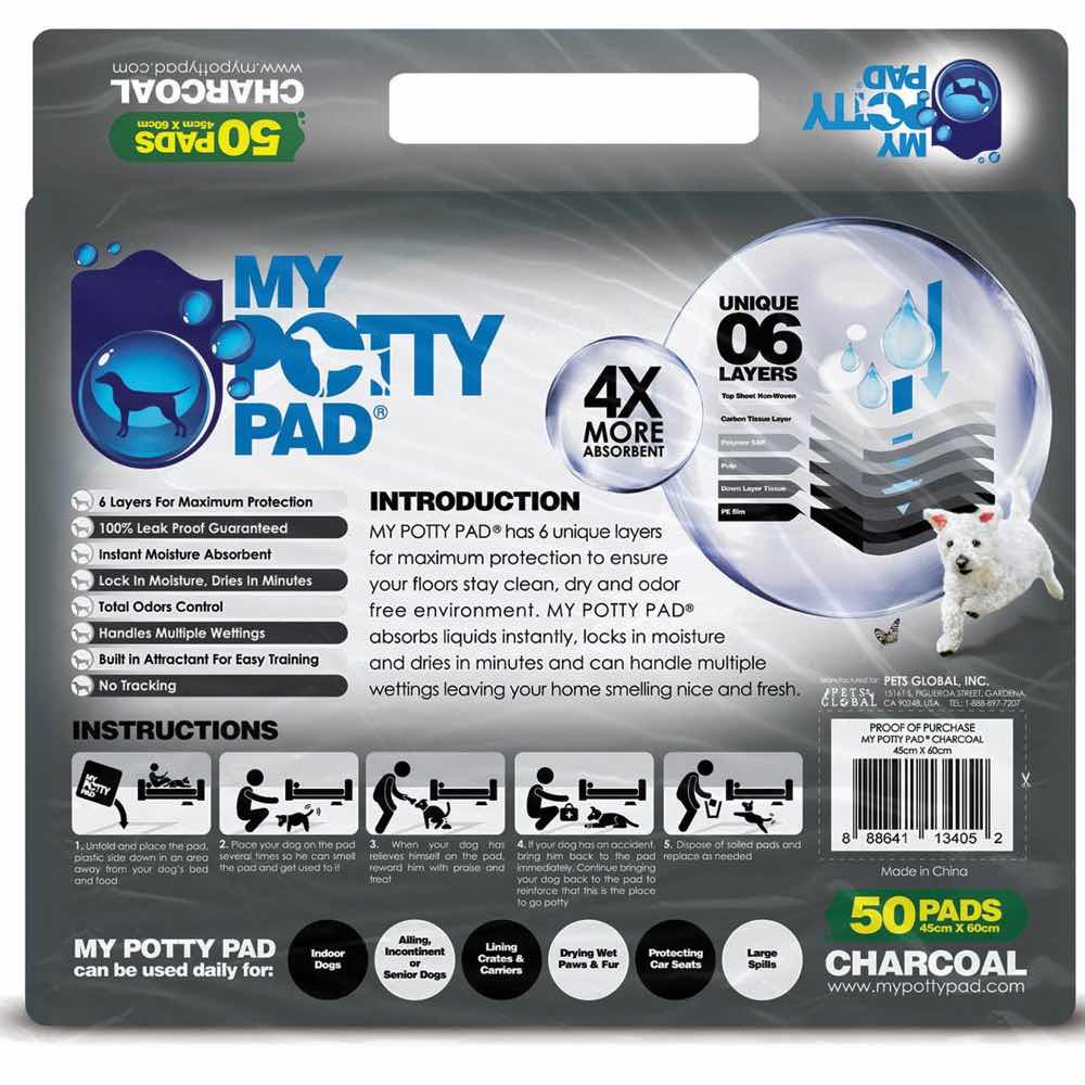 TRIAL $6 OFF: My Potty Pad Charcoal Pee Pad For Dogs x1