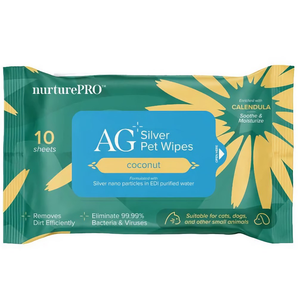 Nurture Pro AG+ Silver Coconut Wipes For Cats & Dogs 10pc