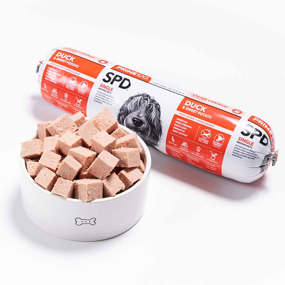 Prime100 SPD Duck & Sweet Potato Grain Free Cooked Chilled Roll Dog Food 2kg (Exp 10Oct25)