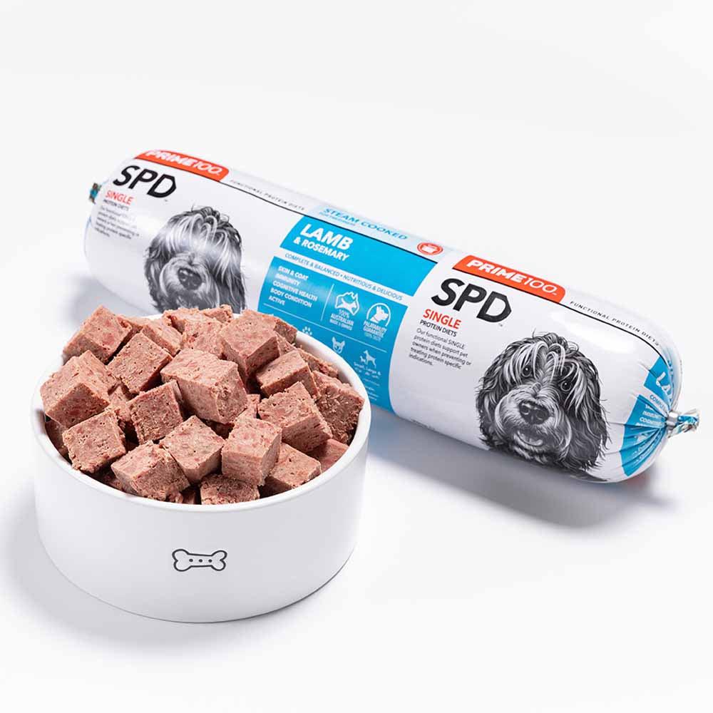 Prime100 SPD Lamb & Rosemary Grain Free Cooked Chilled Roll Dog Food 2kg (Exp 16Oct25)
