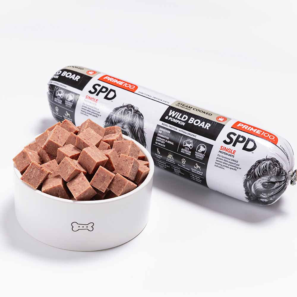 Prime100 SPD Wild Boar & Pumpkin Grain Free Cooked Chilled Roll Dog Food 2kg (Exp 21Oct25)