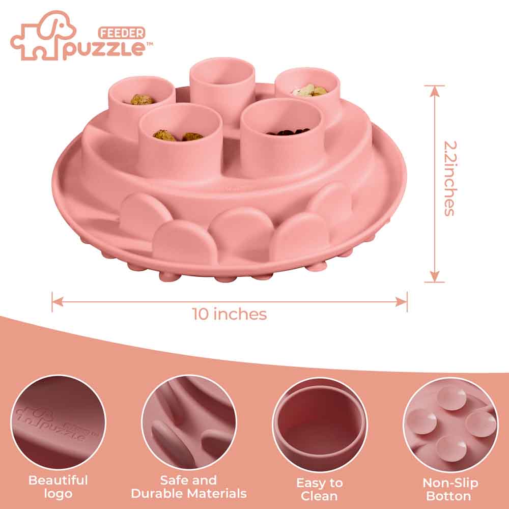 Puzzle Feeder Digger Interactive Cat Bowl (Pink)