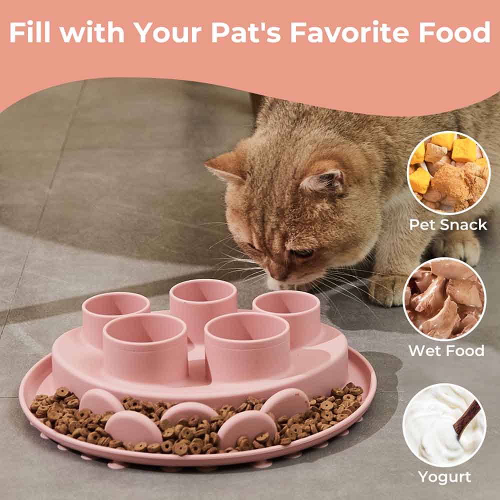 Puzzle Feeder Digger Interactive Cat Bowl (Pink)