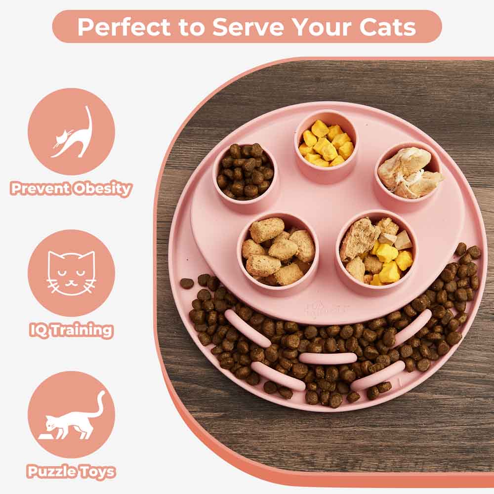 Puzzle Feeder Digger Interactive Cat Bowl (Pink)