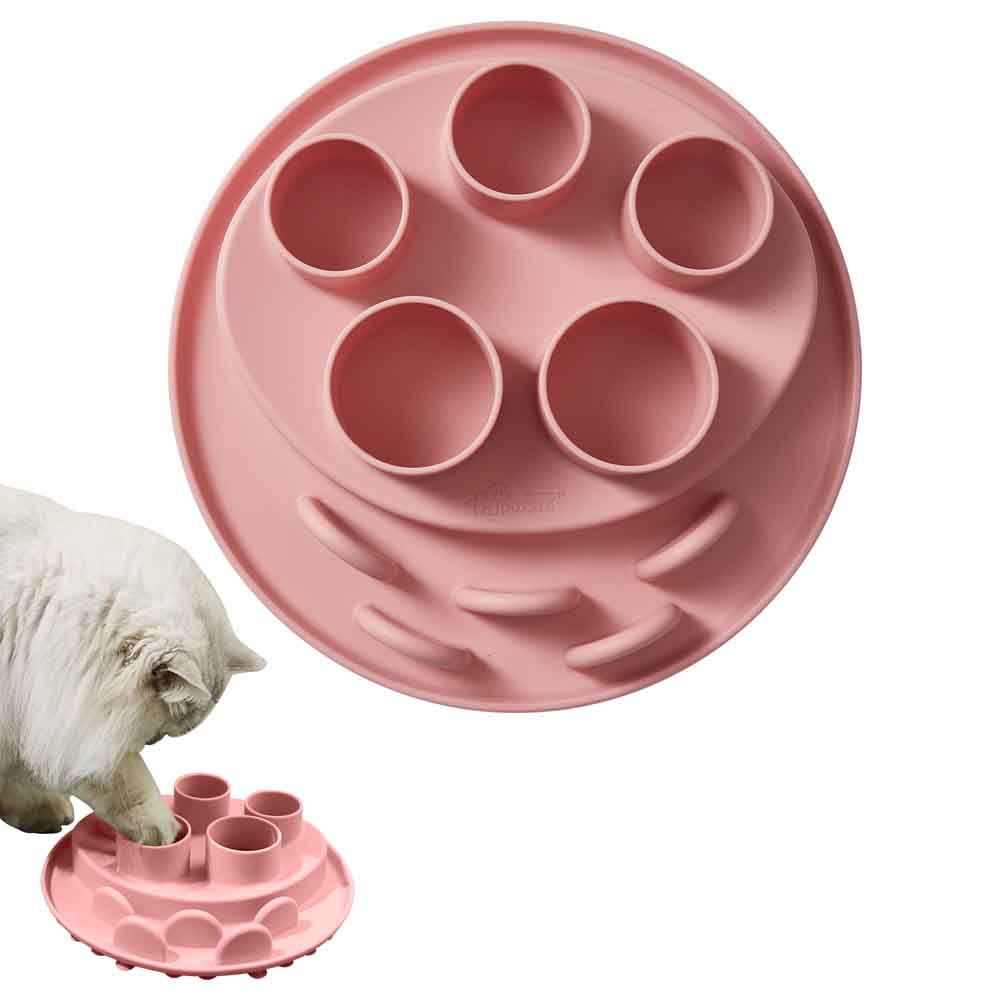 Puzzle Feeder Digger Interactive Cat Bowl (Pink)
