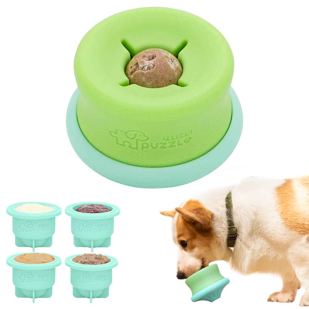 Puzzle Feeder Lickpop Green Interactive Treat Dispensing Dog Toy
