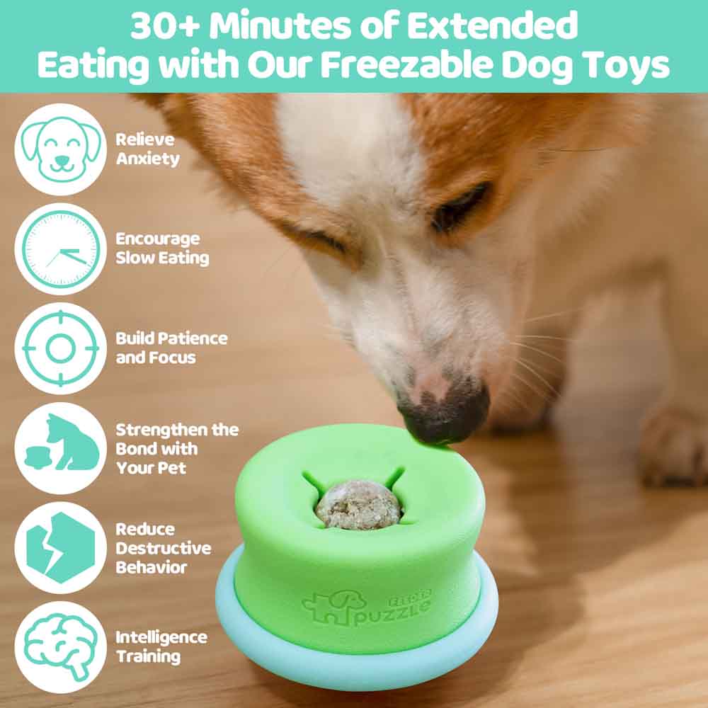 Puzzle Feeder Lickpop Green Interactive Treat Dispensing Dog Toy