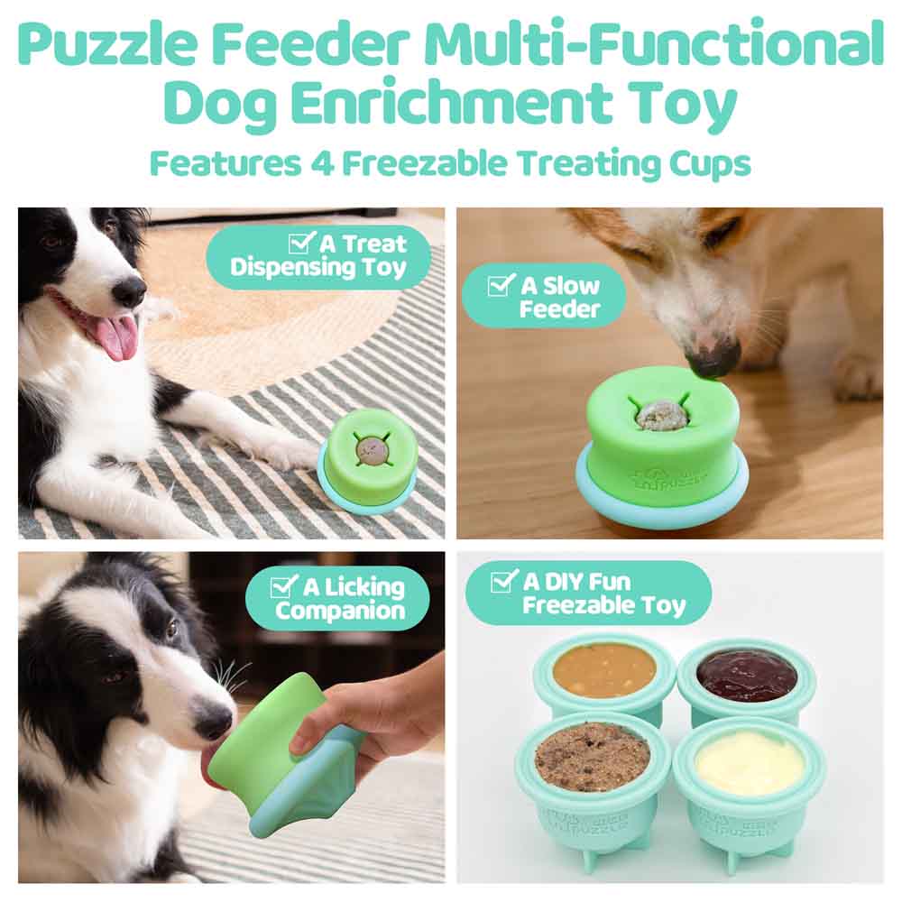 Puzzle Feeder Lickpop Green Interactive Treat Dispensing Dog Toy