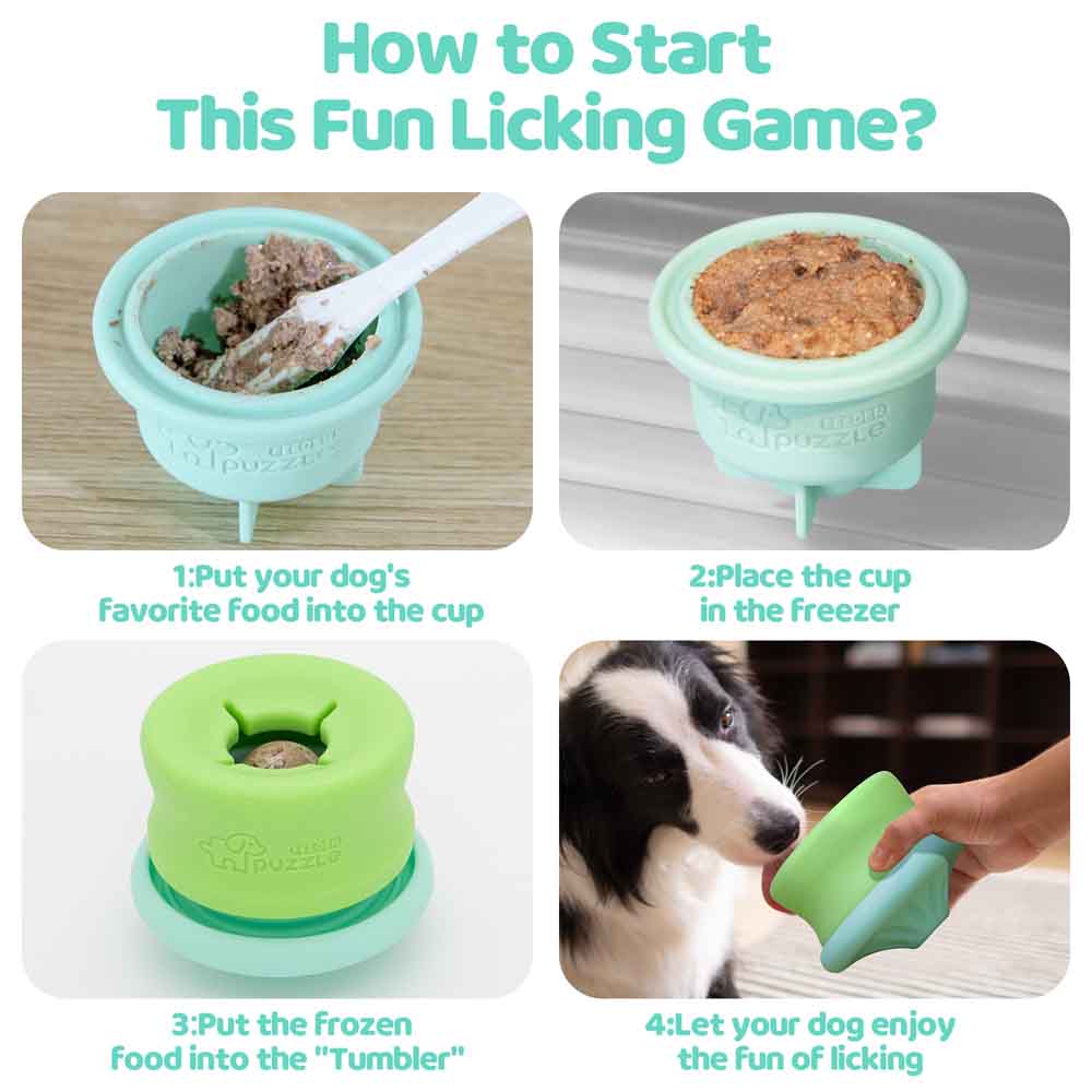 Puzzle Feeder Lickpop Green Interactive Treat Dispensing Dog Toy