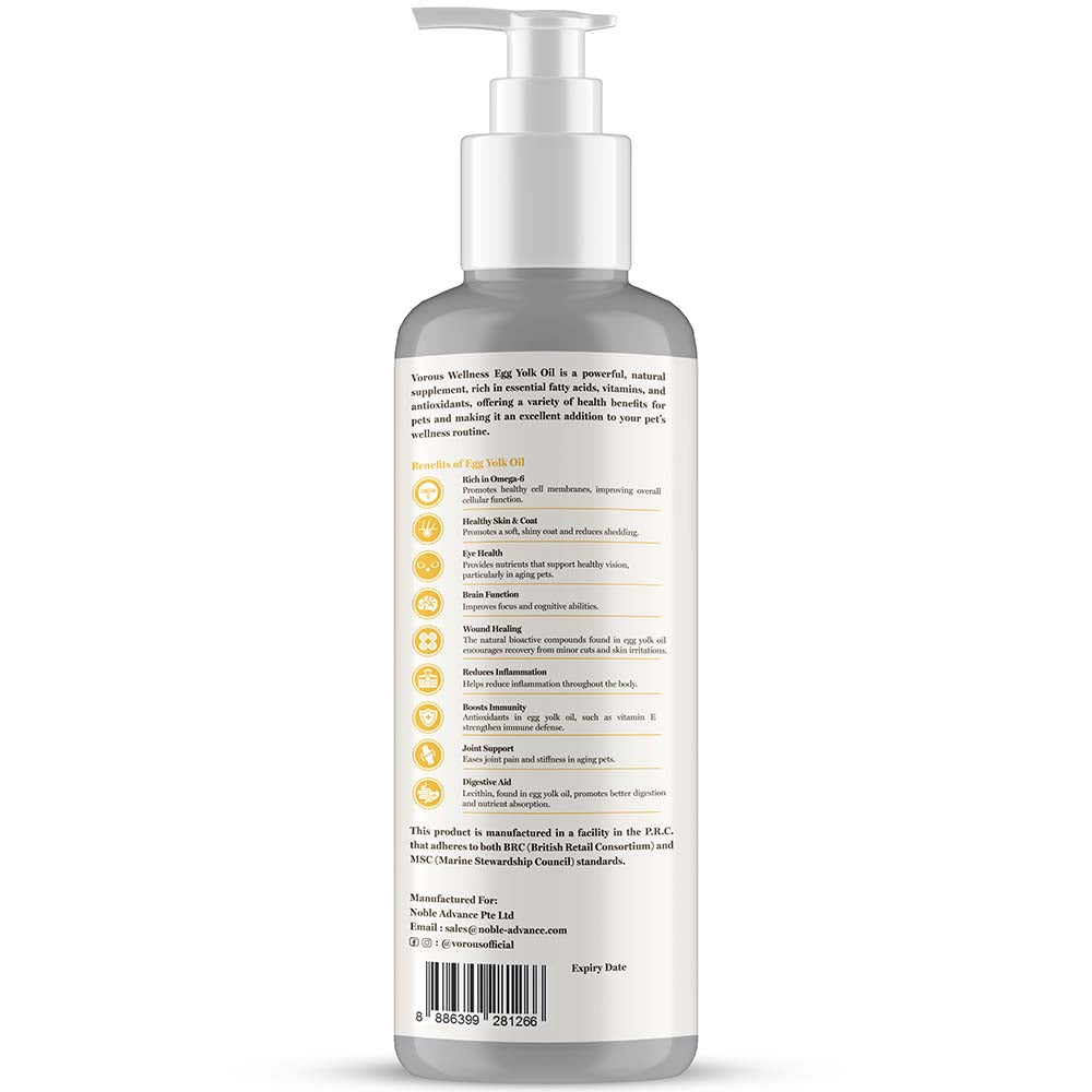 Vorous Wellness Egg Yolk Oil Supplement for Cats & Dogs 120ml