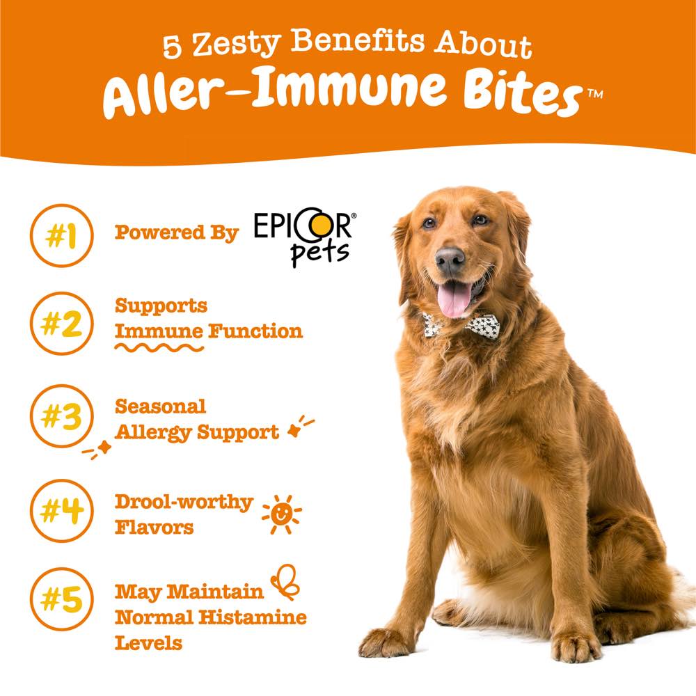 TRIAL SPECIAL $3 OFF (1 per order): Zesty Paws Aller-Immune Bites Peanut Butter Dog Supplement Trial Pack 10 chews